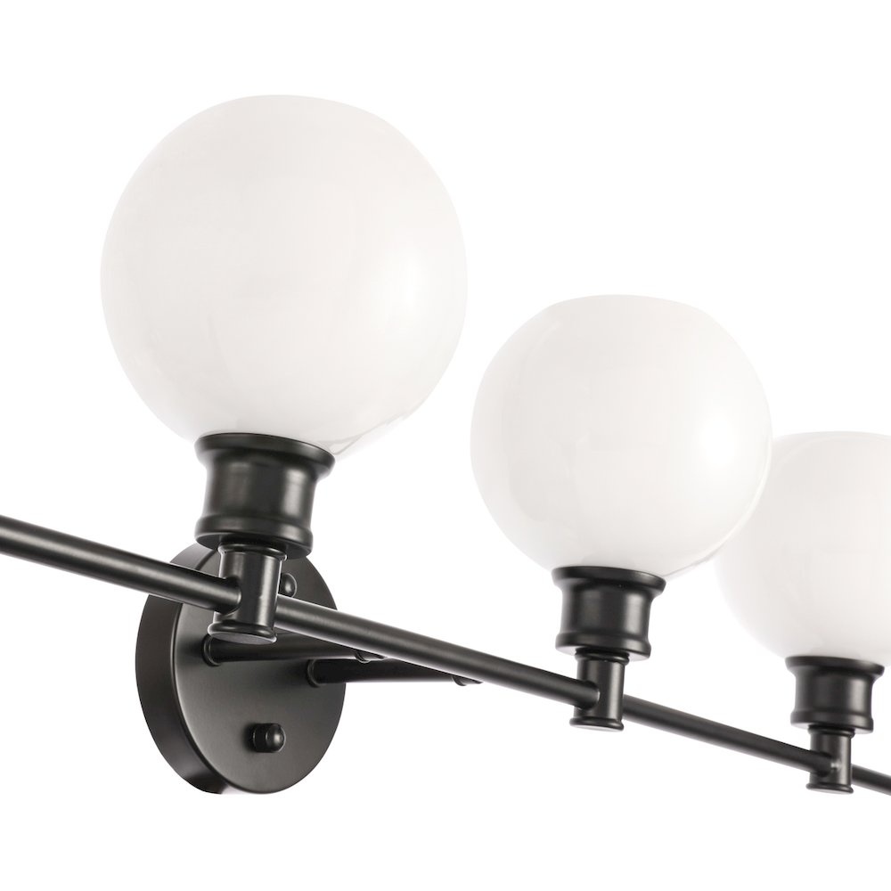 Collier 4 light Black and Frosted white glass Wall sconce