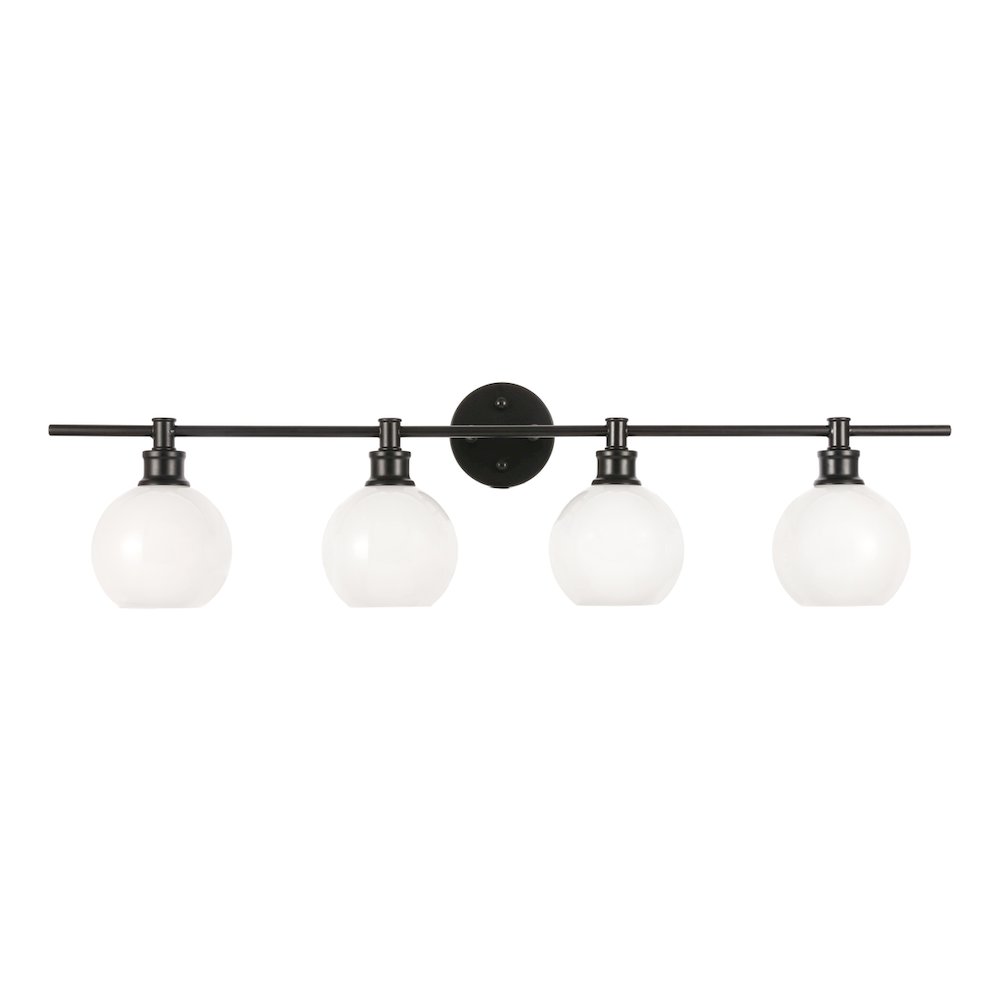 Collier 4 light Black and Frosted white glass Wall sconce