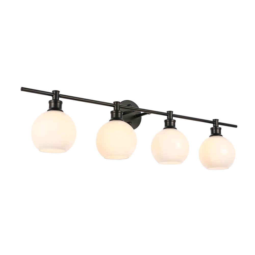 Collier 4 light Black and Frosted white glass Wall sconce