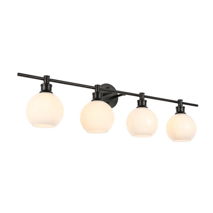 Collier 4 light Black and Frosted white glass Wall sconce