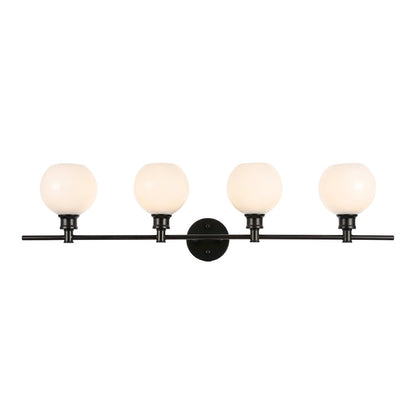 Collier 4 light Black and Frosted white glass Wall sconce