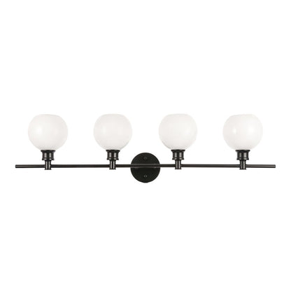 Collier 4 light Black and Frosted white glass Wall sconce