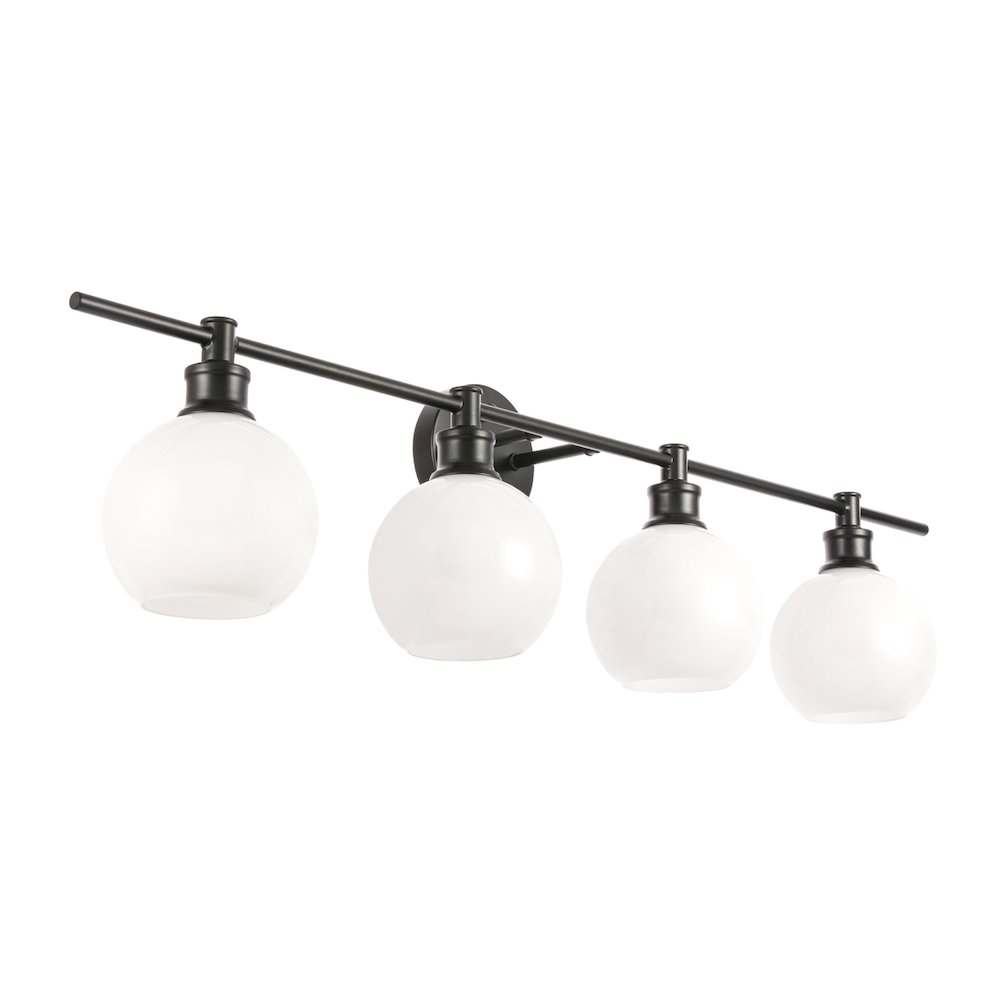 Collier 4 light Black and Frosted white glass Wall sconce