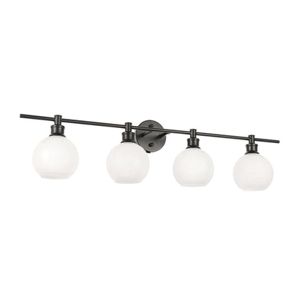 Collier 4 light Black and Frosted white glass Wall sconce
