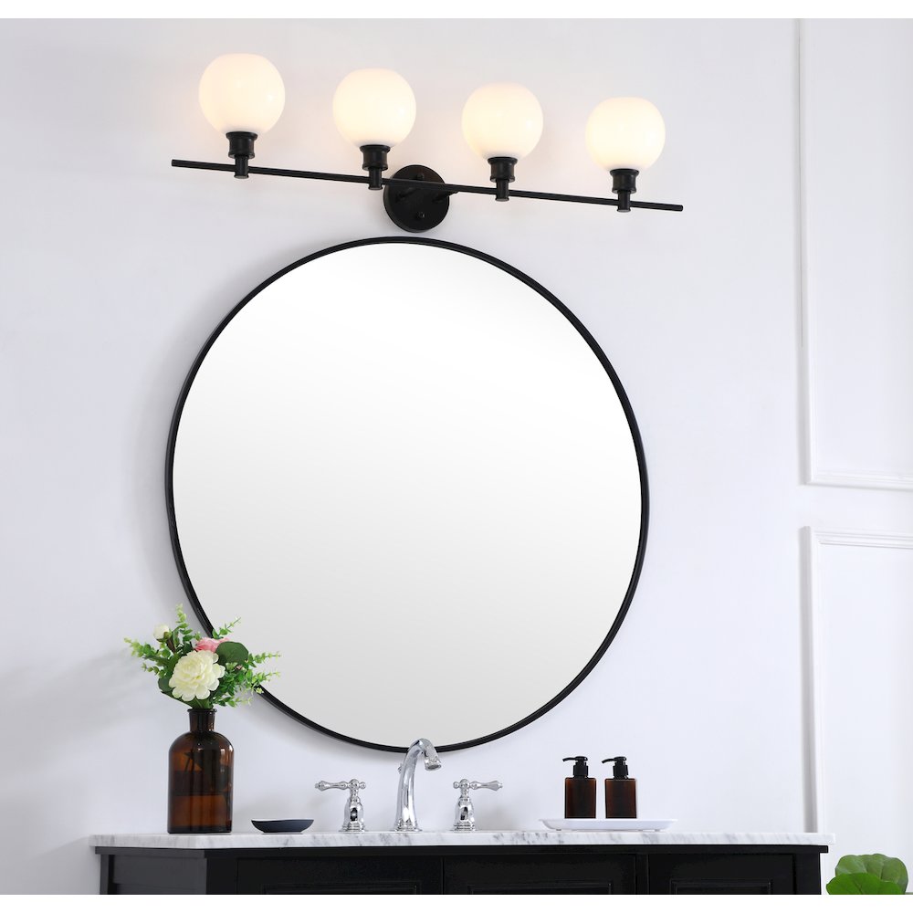 Collier 4 light Black and Frosted white glass Wall sconce