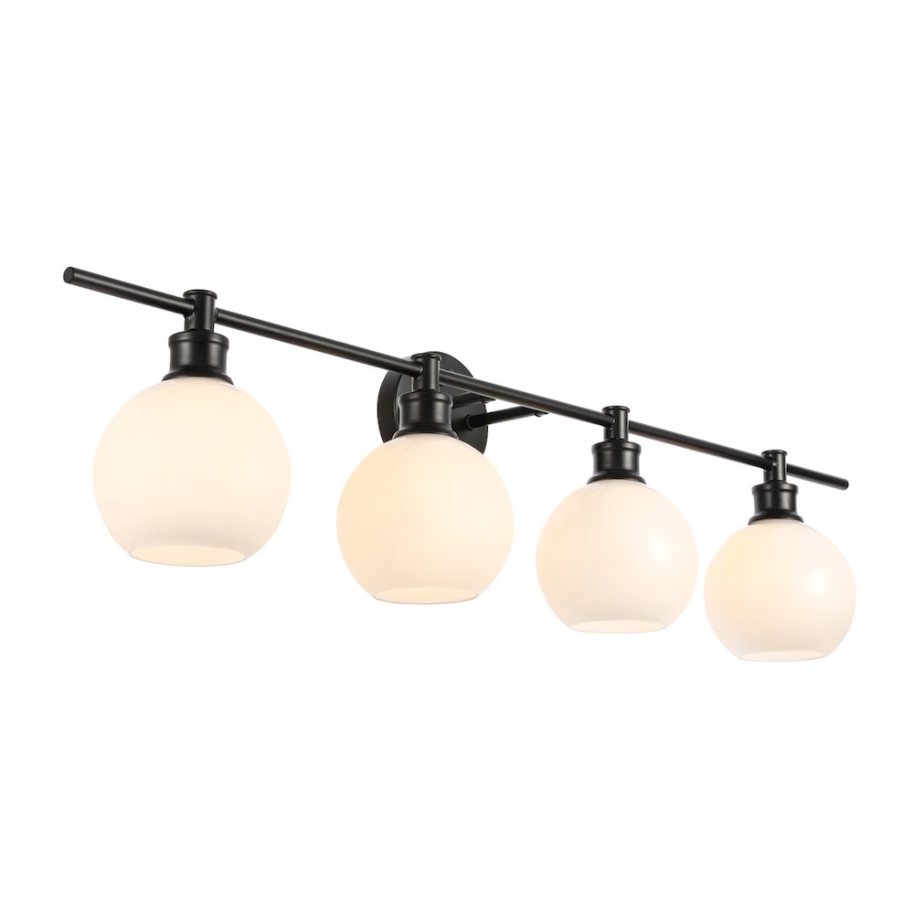 Collier 4 light Black and Frosted white glass Wall sconce