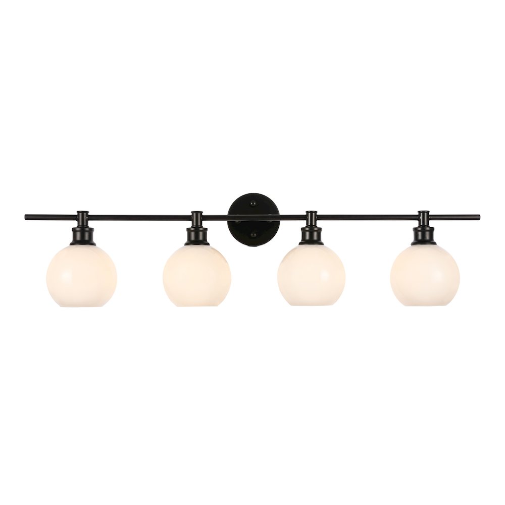 Collier 4 light Black and Frosted white glass Wall sconce