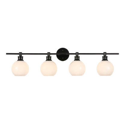 Collier 4 light Black and Frosted white glass Wall sconce