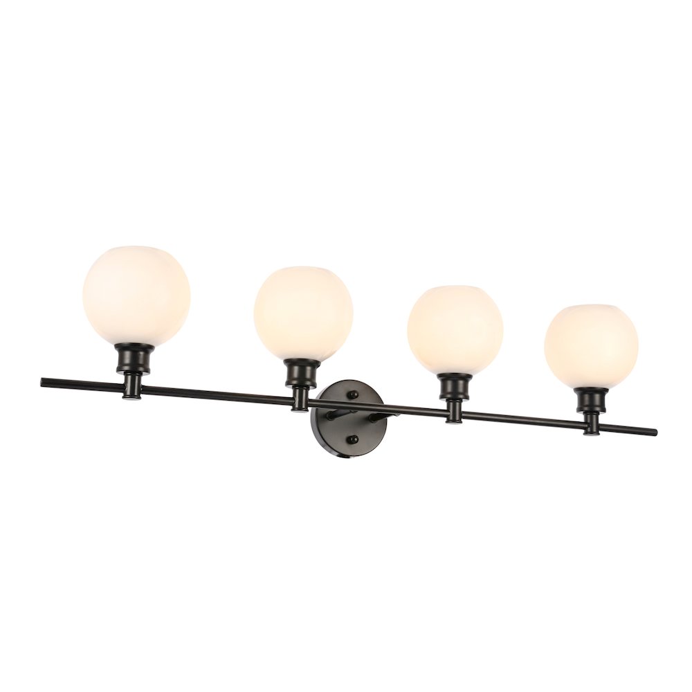 Collier 4 light Black and Frosted white glass Wall sconce