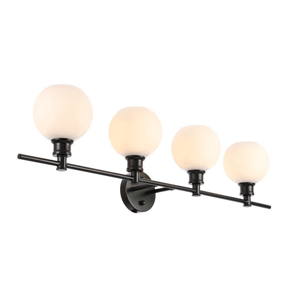 Collier 4 light Black and Frosted white glass Wall sconce