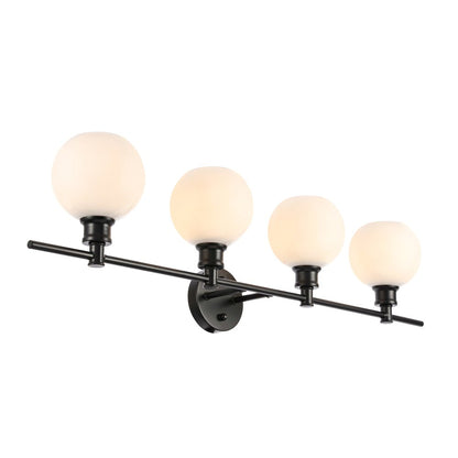 Collier 4 light Black and Frosted white glass Wall sconce