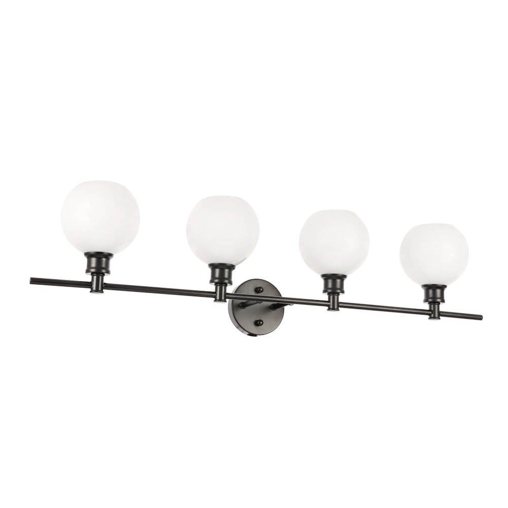Collier 4 light Black and Frosted white glass Wall sconce