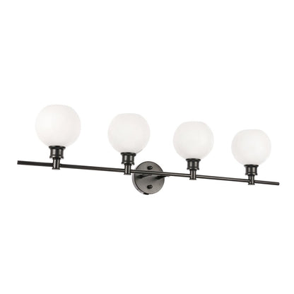 Collier 4 light Black and Frosted white glass Wall sconce