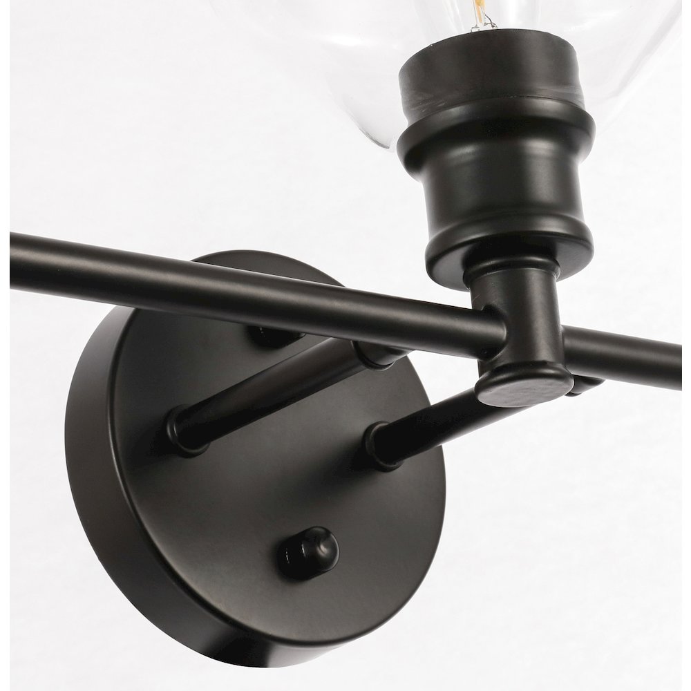 Gene 5 light Black and Clear glass Wall sconce