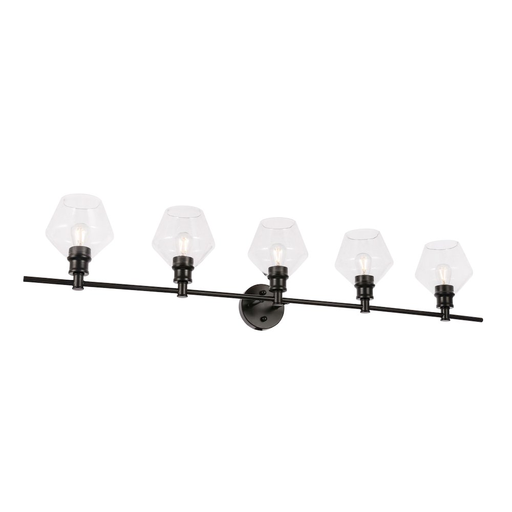Gene 5 light Black and Clear glass Wall sconce