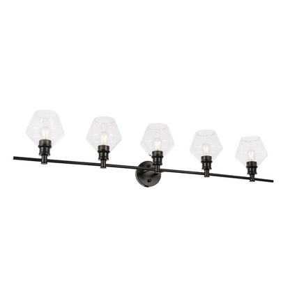 Gene 5 light Black and Clear glass Wall sconce