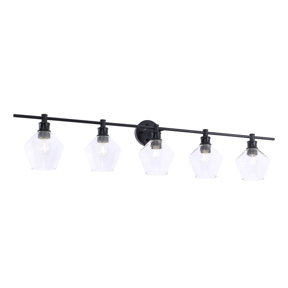 Gene 5 light Black and Clear glass Wall sconce