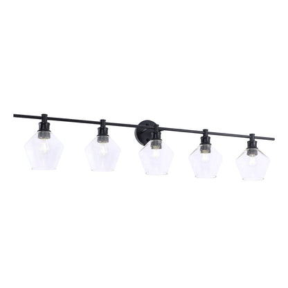 Gene 5 light Black and Clear glass Wall sconce