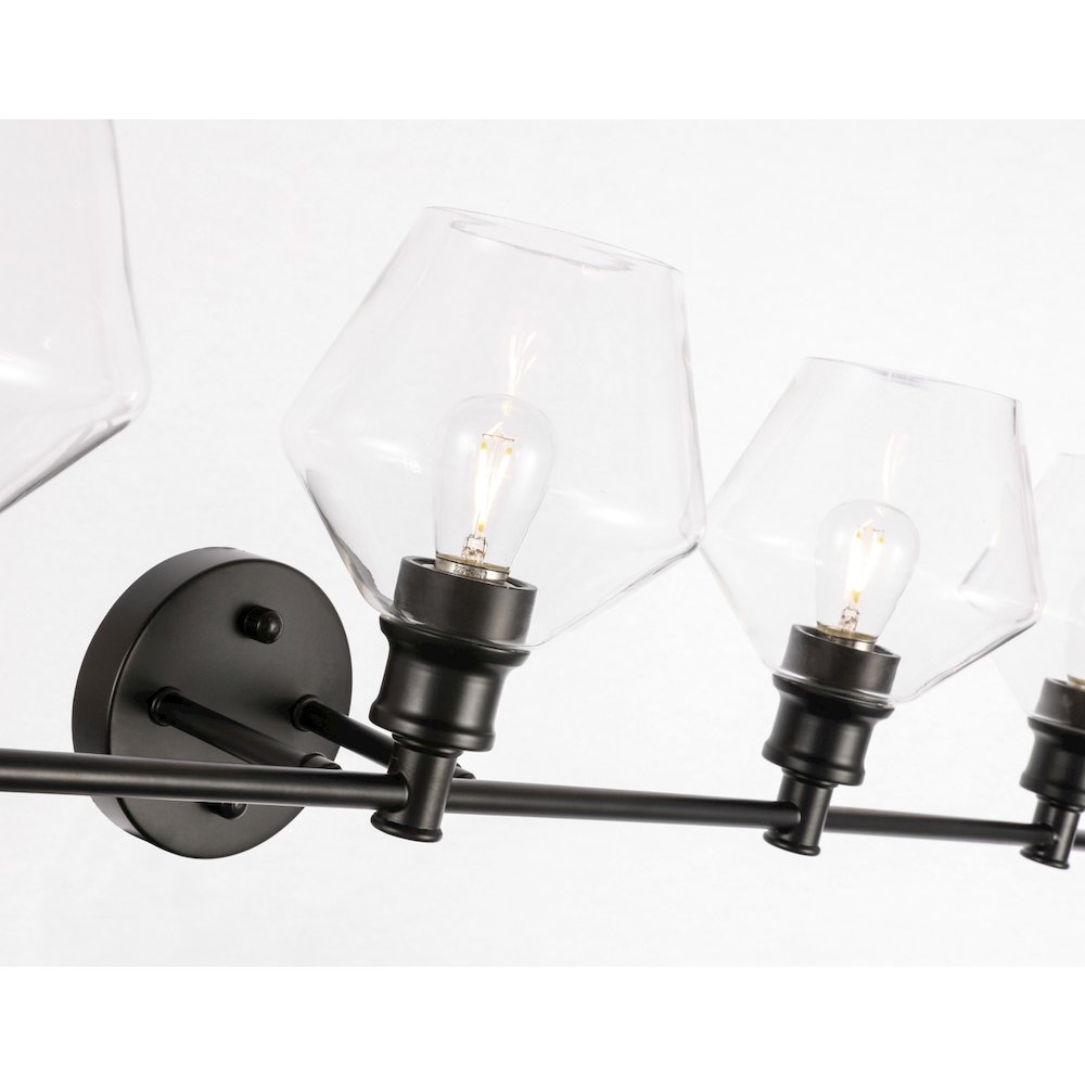 Gene 5 light Black and Clear glass Wall sconce