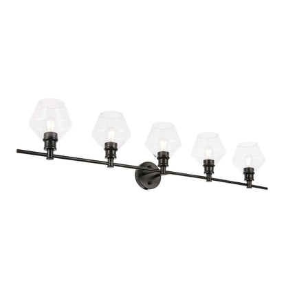 Gene 5 light Black and Clear glass Wall sconce