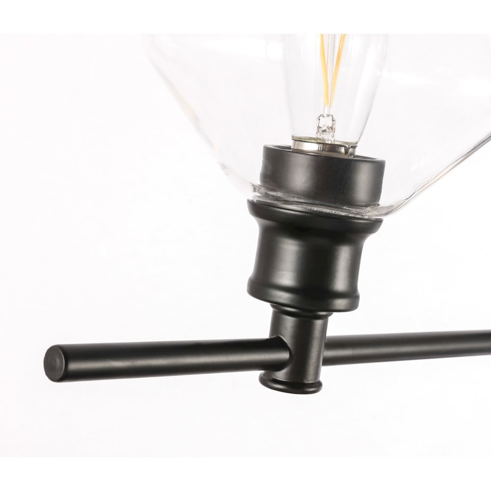 Gene 5 light Black and Clear glass Wall sconce