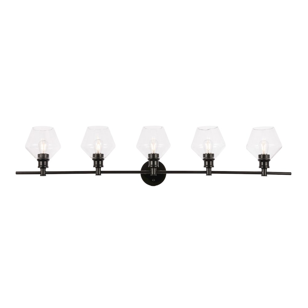 Gene 5 light Black and Clear glass Wall sconce