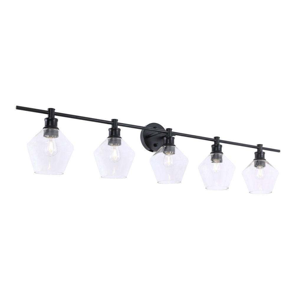 Gene 5 light Black and Clear glass Wall sconce