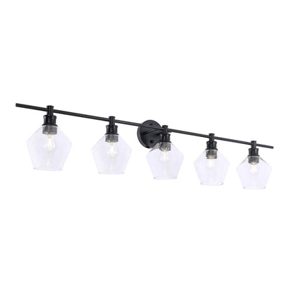 Gene 5 light Black and Clear glass Wall sconce