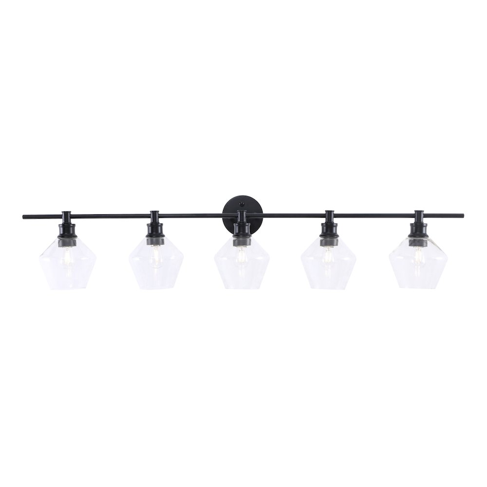 Gene 5 light Black and Clear glass Wall sconce