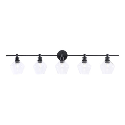 Gene 5 light Black and Clear glass Wall sconce