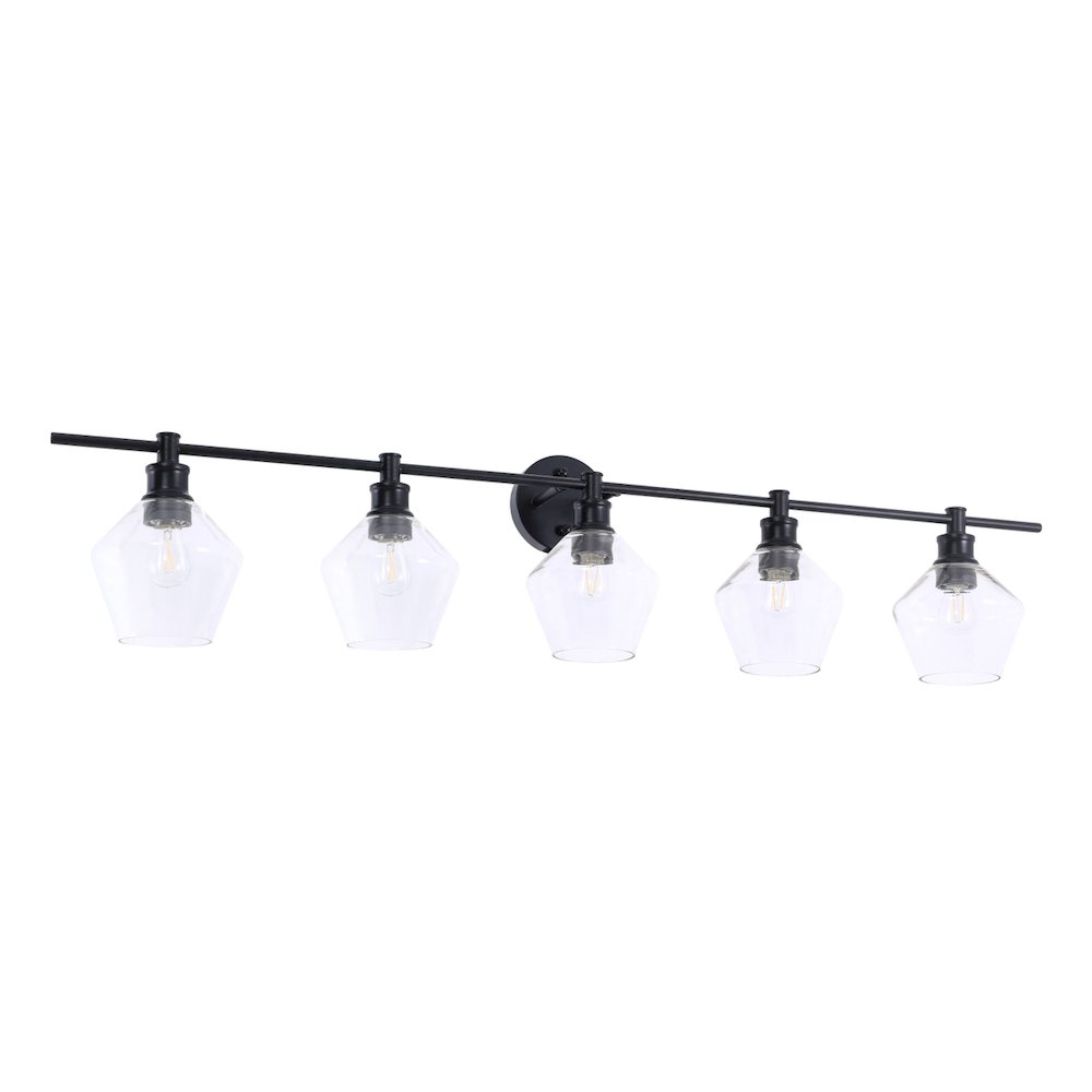 Gene 5 light Black and Clear glass Wall sconce