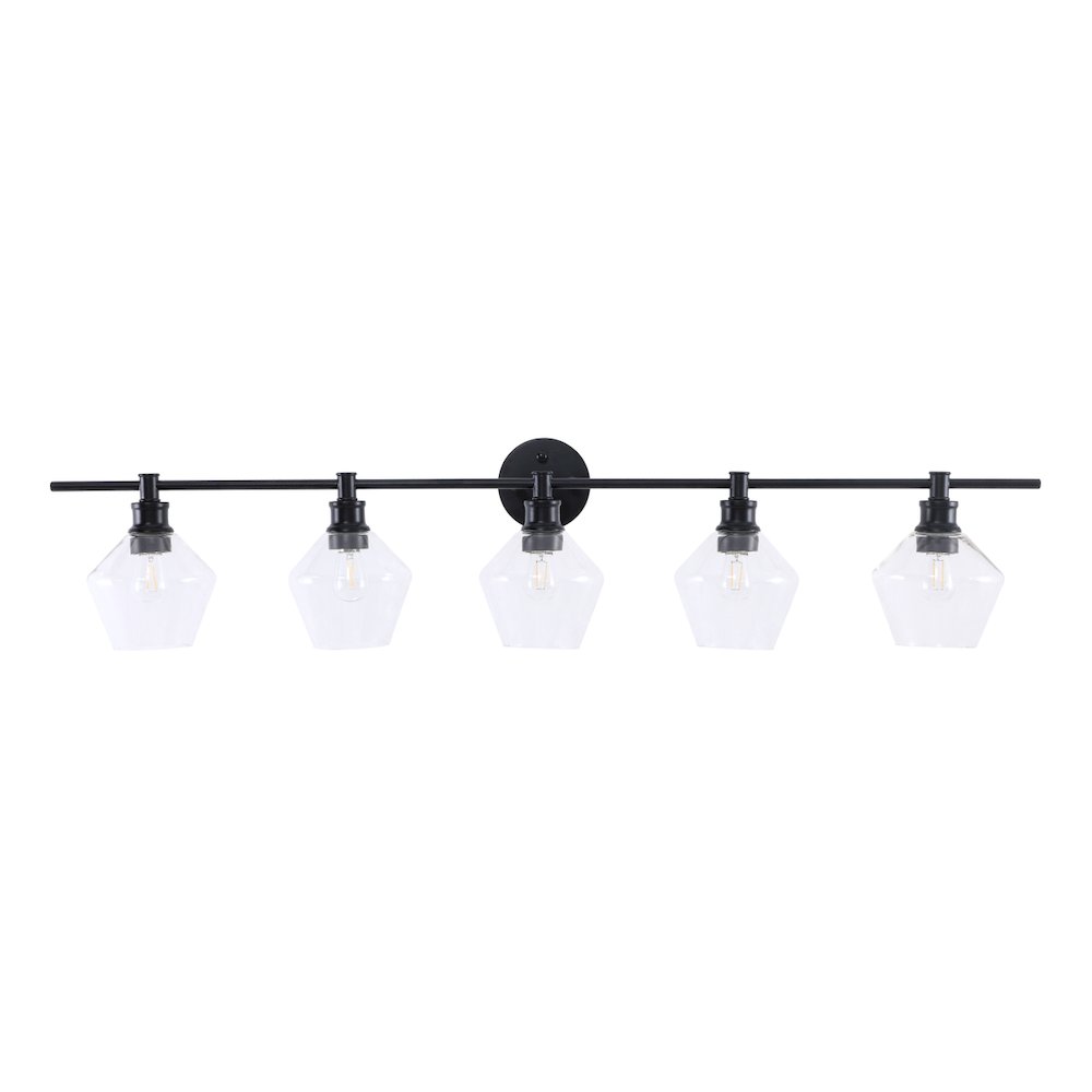 Gene 5 light Black and Clear glass Wall sconce