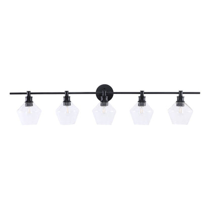 Gene 5 light Black and Clear glass Wall sconce