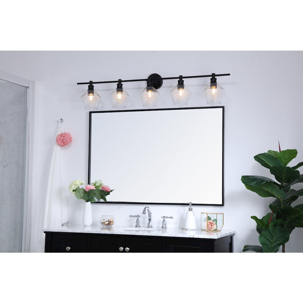 Gene 5 light Black and Clear glass Wall sconce