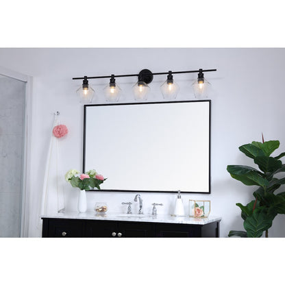 Gene 5 light Black and Clear glass Wall sconce