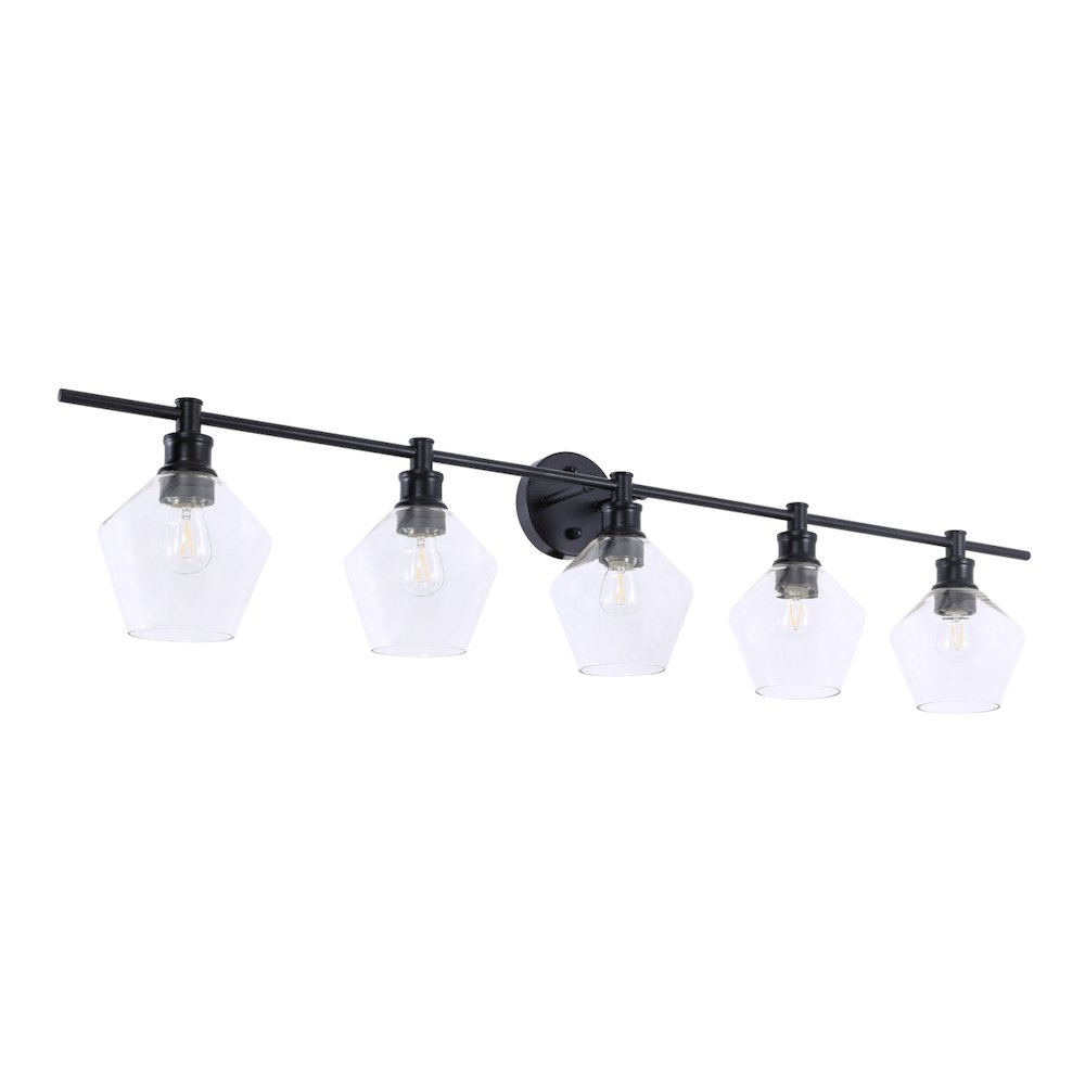 Gene 5 light Black and Clear glass Wall sconce