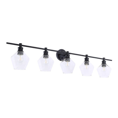 Gene 5 light Black and Clear glass Wall sconce