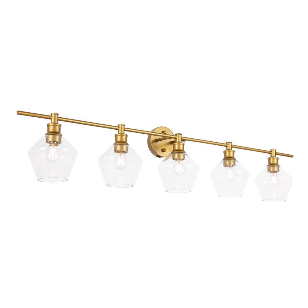 Gene 5 light Brass and Clear glass Wall sconce
