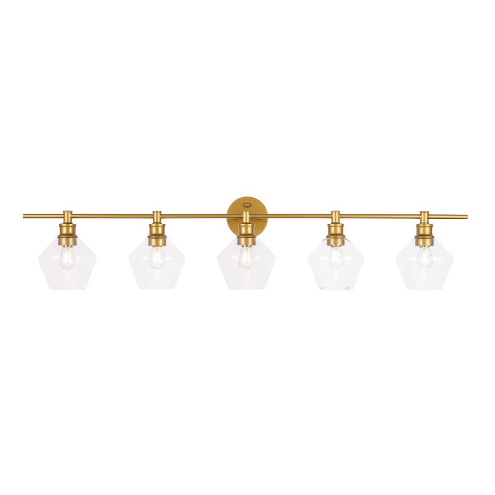 Gene 5 light Brass and Clear glass Wall sconce