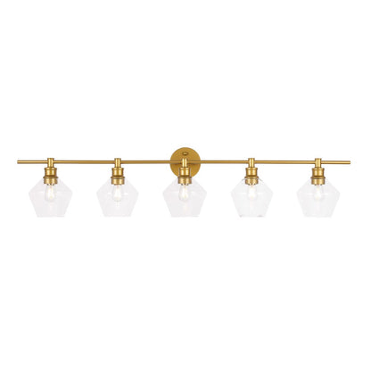 Gene 5 light Brass and Clear glass Wall sconce