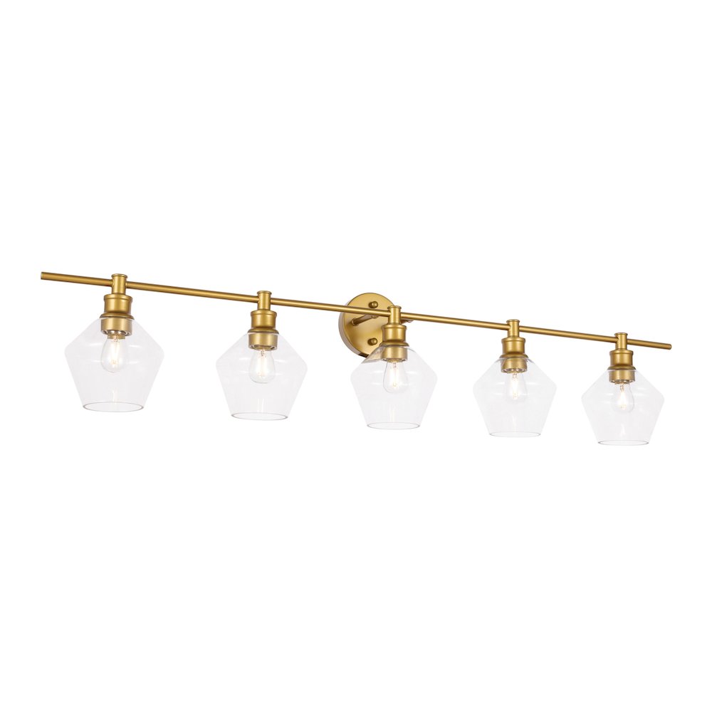 Gene 5 light Brass and Clear glass Wall sconce