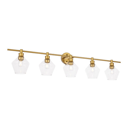 Gene 5 light Brass and Clear glass Wall sconce