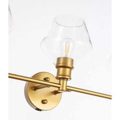 Gene 5 light Brass and Clear glass Wall sconce
