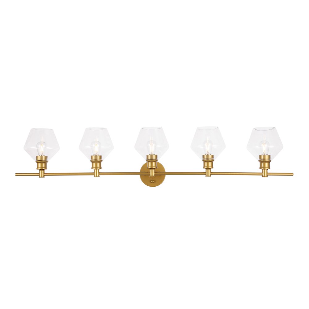 Gene 5 light Brass and Clear glass Wall sconce