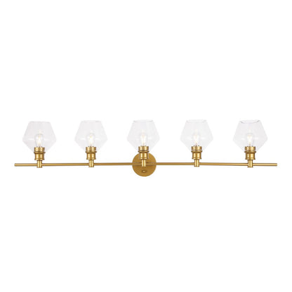 Gene 5 light Brass and Clear glass Wall sconce