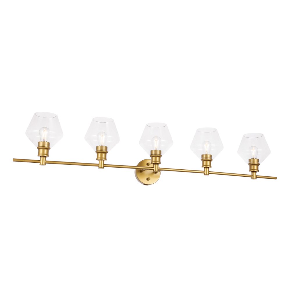 Gene 5 light Brass and Clear glass Wall sconce