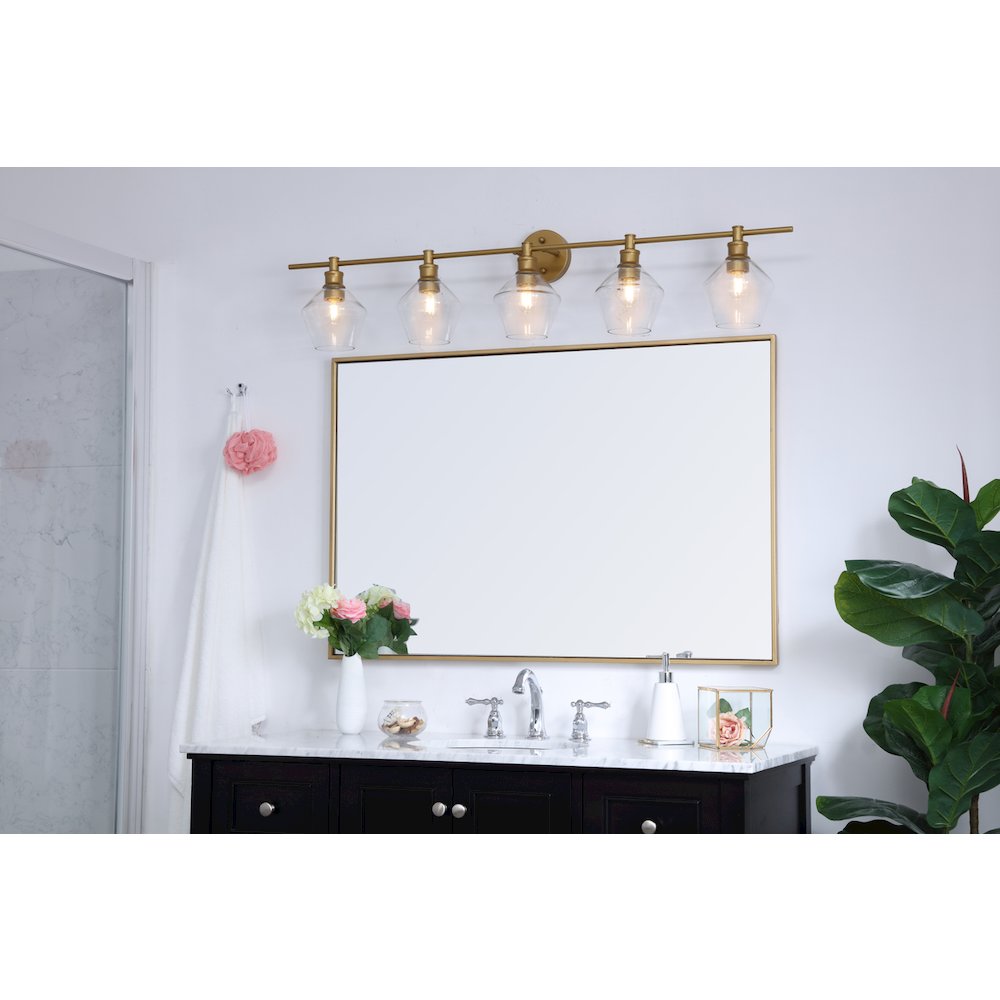 Gene 5 light Brass and Clear glass Wall sconce