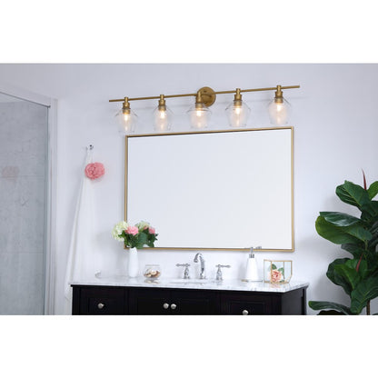 Gene 5 light Brass and Clear glass Wall sconce