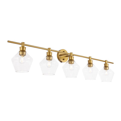 Gene 5 light Brass and Clear glass Wall sconce