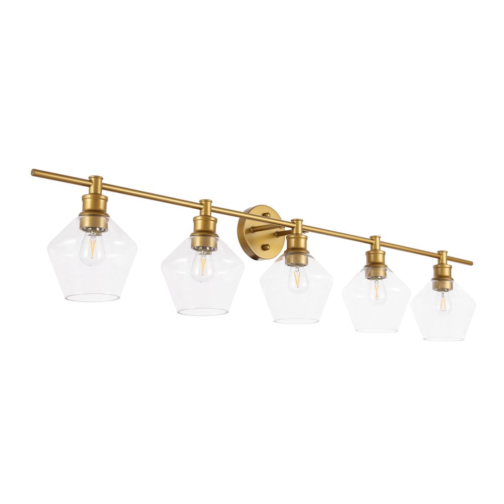 Gene 5 light Brass and Clear glass Wall sconce
